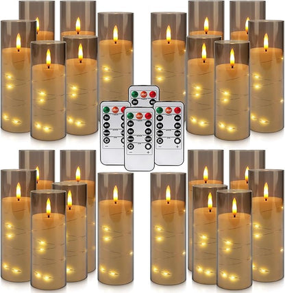 24pcs Flameless Grey Pillar Candle - Image 4