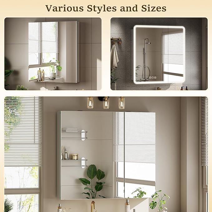 Bathroom Medicine Cabinet with Mirror, 30 Inch x 24 Inch Bathroom Mirror - Image 5