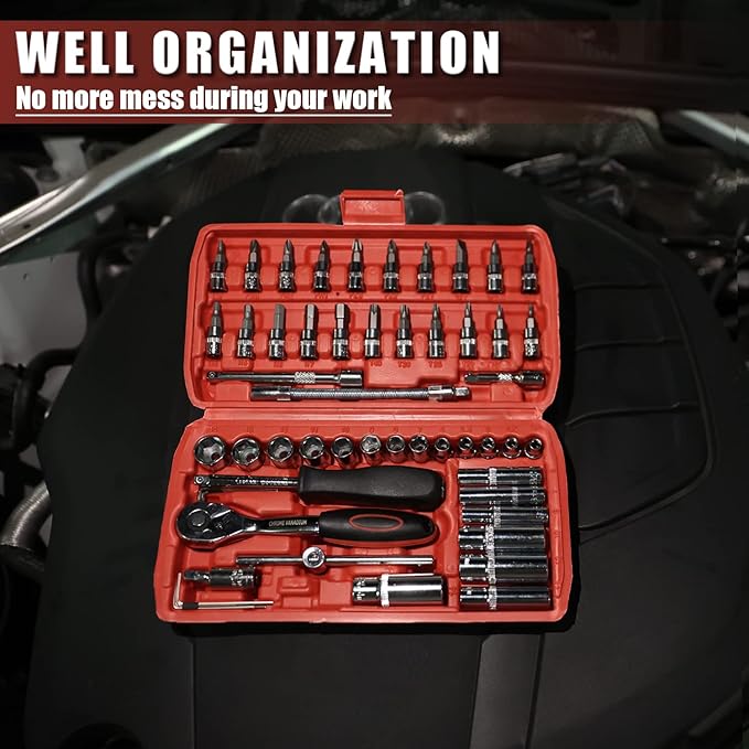 Egofine 53 Pieces 1/4 inch Drive Socket Ratchet Wrench Set - Image 6