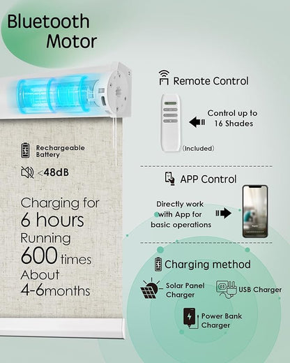Yoolax Motorized Blinds App Control, Light Filtering Motorized Shades - Image 3
