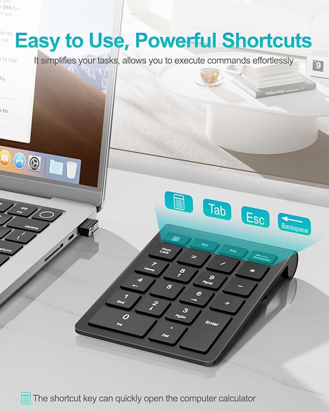 Wireless Number Pad, Lekvey Numeric Pad and Mouse Combo, Portable Slim 2.4GHz - Image 3