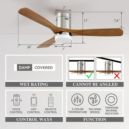 SMAAIR 52 Inch Flush Mount Ceiling Fan - Image 4