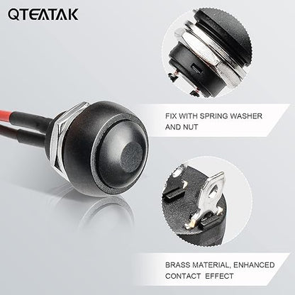 QTEATAK 1/2" Pre-Wired Mounting Hole On/Off Mini Round Waterproof Momentary - Image 3