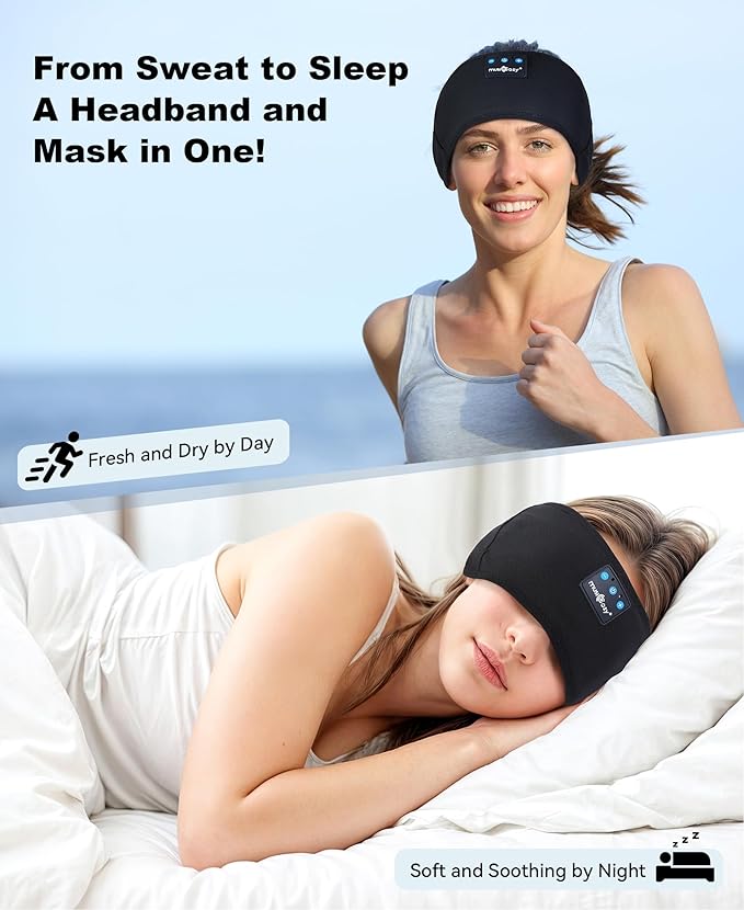 MUSICOZY Sleep Headphones Bluetooth 5.4 Headband, Sports Wireless Earphones - Image 2