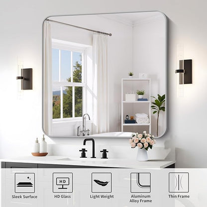 FORBATH 42x42 Inch Silver Bathroom Mirror - Image 7