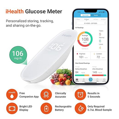 iHealth Gluco+ Wireless Smart Blood Glucose Monitor Kit - Image 2