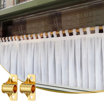4 Pcs Outside Mount Curtain Rod Bracket 3/8" Brass Bracket Set for 3/8" Rodding (Gold)