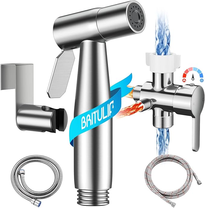 Hot and Cold Bidet Sprayer for Toilet, BRITULIF Bidet Attachment for Warm Water by BRITULIF
