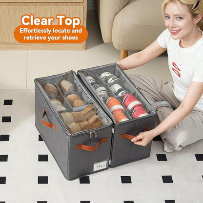 4 Pack Shoe Organizer for Closet, Foldable Shoe Storage Organizer - Image 7