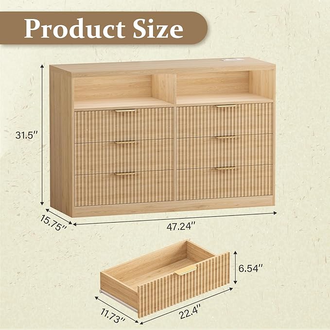 Coffee Bar Cabinet with Charging Station and Lighting, Natural Oak - Image 2