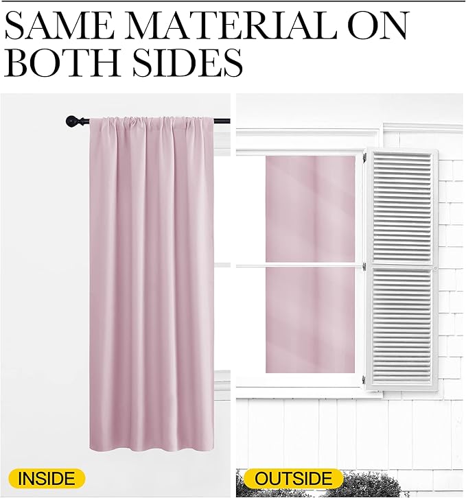 NICETOWN Blackout Curtains for Living Curtains, Baby Pink, 2 Panels, 29 by 30 - Image 5