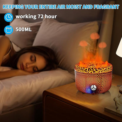 BOHOFAM Essential Oil Diffuser 500ML, Volcano and Flame Diffuser/Humidifier 2 - Image 5