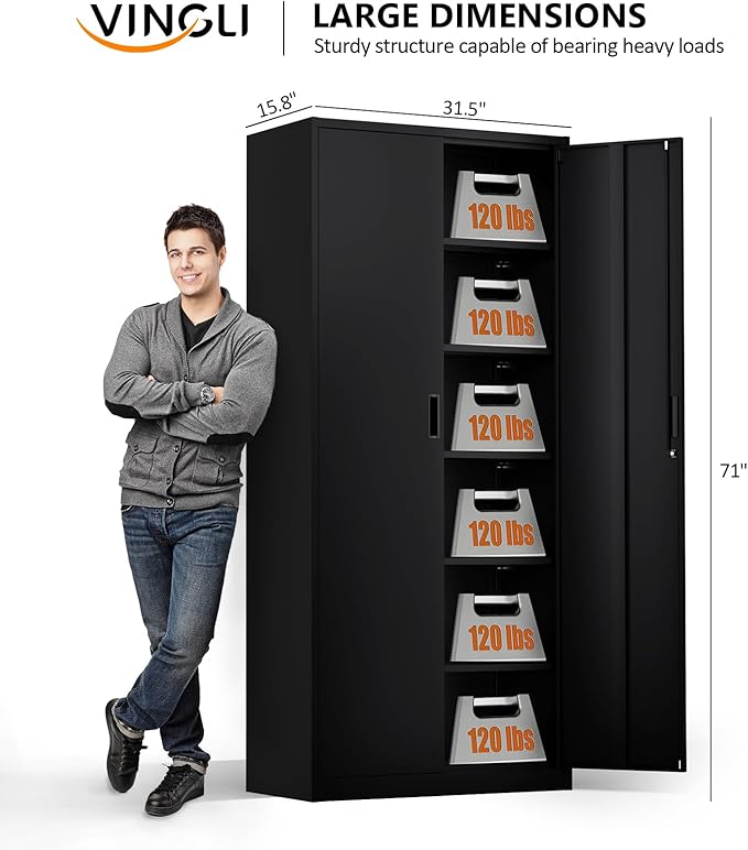 VINGLI Metal Garage Storage Cabinet - Image 3