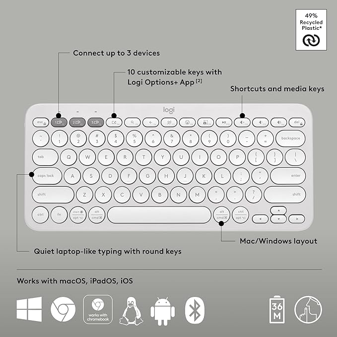 Logitech Pebble Keys 2 K380s, Slim and Portable, Easy-Switch - Image 6