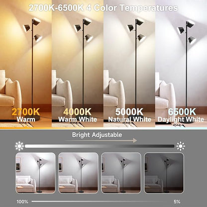 Pesken 42W LED Tree Floor Lamp, 4500 Lumens Dimmable Standing Lamp - Image 4