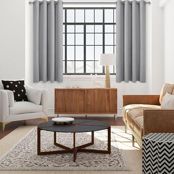 DWCN Silver Grey Curtains 54 Inches Long, Thermal Blackout - Image 2