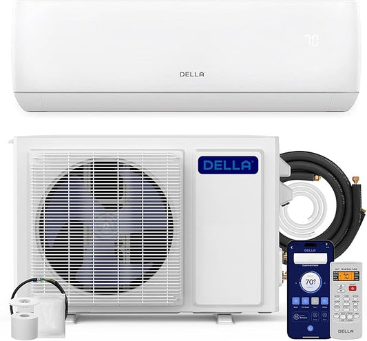 DELLA Motto Series Mini Split AC, 208-230V 17.5 SEER2 Cools Up to 550 Sq.Ft by Della