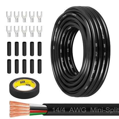 MOOKEERF 14/4 AWG Mini-Split Cable - 30FT 14 AWG 4 Conductor Control Cable 300V by MOOKEERF