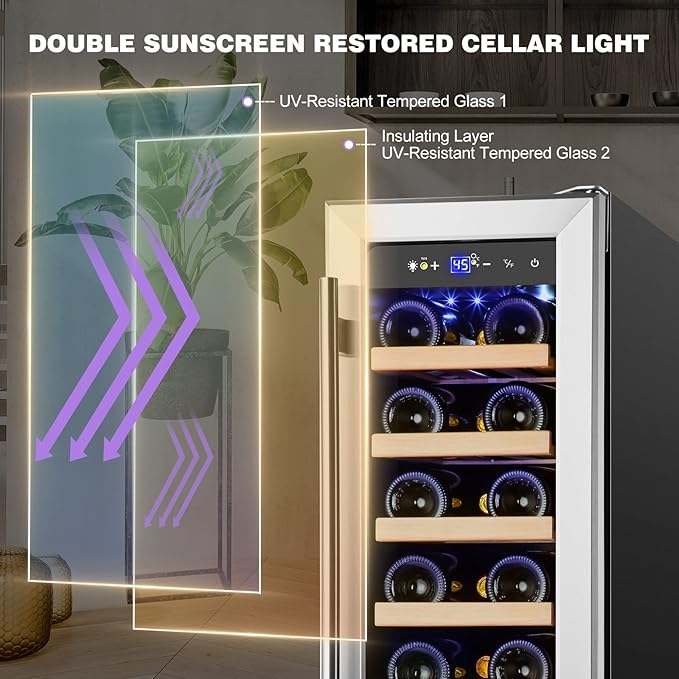 Tylza 12" Wine Cooler Refrigerator, 18 Bottles Capacity, Compact Freezerless - Image 4