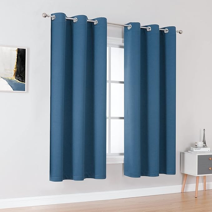 DUALIFE Midnight Blue Curtains 63 Inch Length - Image 2