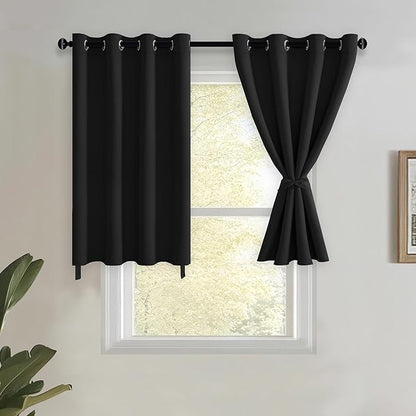 JIUZHEN Short Curtains Kitchen Half Window Blackout Curtains by JIUZHEN
