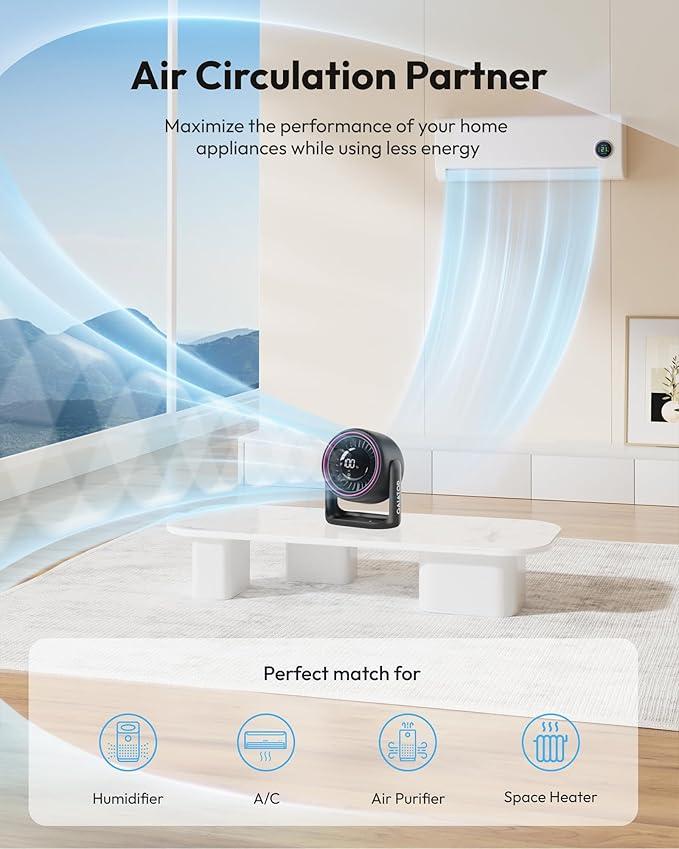Gaiatop Desk Fan with Touch Control, 4000mAh Battery, 5 Speeds Ultra Quiet - Image 4