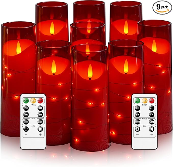 Flameless Candles with Embedded Star String, Battery Operated LED Pillar by Eebuss