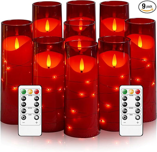 Flameless Candles with Embedded Star String, Battery Operated LED Pillar by Eebuss