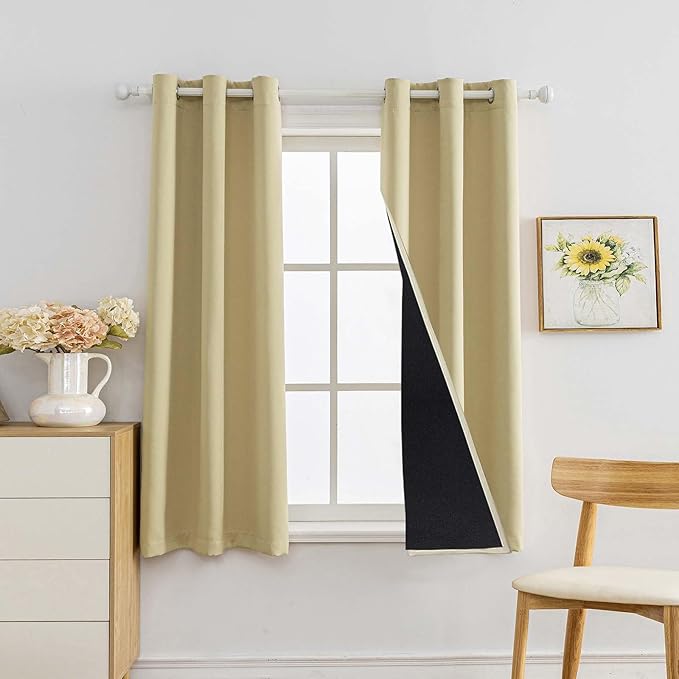 Anytime 100% Blackout Curtain 2 Panels Set, Thermal Insulated Window Drapes by Anytime