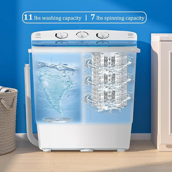 Portable Twin Tub 18lbs Washing Machine - Image 3