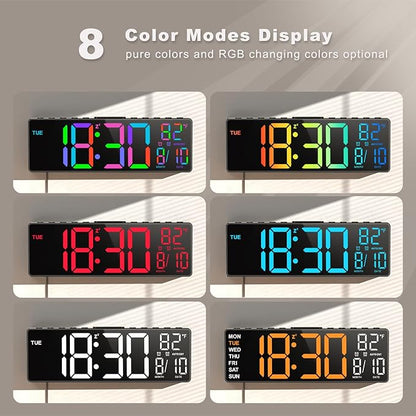 JALL 10.5'' Large Digital Wall Clock, Big LED Number Display, RGB Colors - Image 3