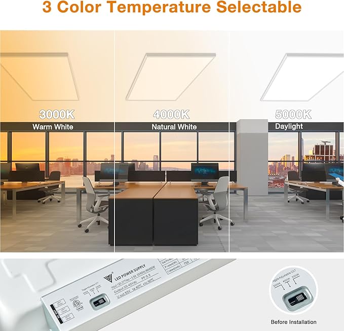 Mcacggo 4-Pack 2x4 FT LED Flat Panel Light Surface Mount 5000K-4000K-3000K - Image 3