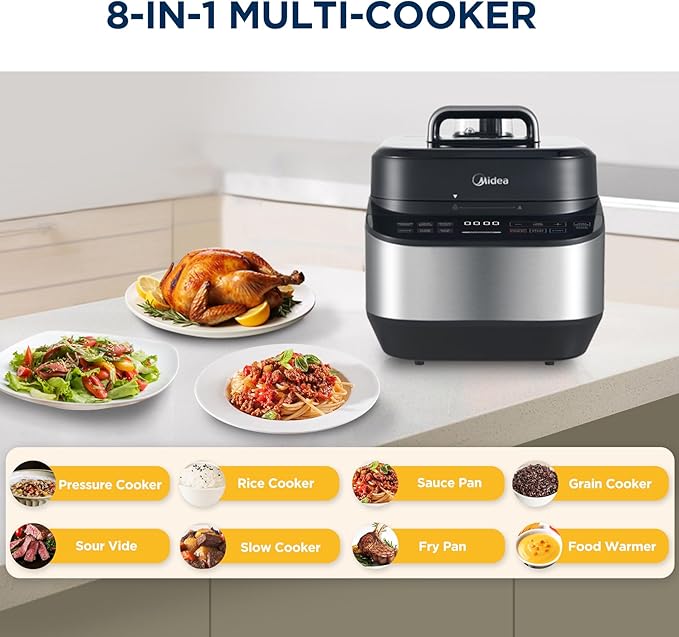 Midea Electric Pressure Cooker, 14° Inclined Panel, 8-in-1 Olla de Presion - Image 2