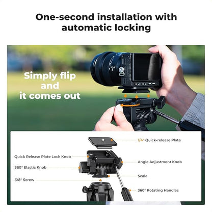 K&F CONCEPT Camera Tripod, Cellphone Clip - Image 5