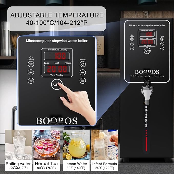BOOROS Commercial Water Boiler 10L Hot Water Dispenser Black 1500W Commercial - Image 4