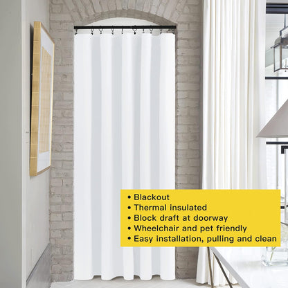 NICETOWN 50% Light Blocking Vertical Blinds for Sling Door, Window Curtains, Privacy 50% Blackout Curtains for Patio, Extra Wide Drapes (White, W70 inches x L108 inches, 1 Panel)