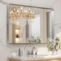 LOAAO 48X30 Inch Brushed Nickel Bathroom Mirror, Rounded Rectangle Silver Metal by LOAAO