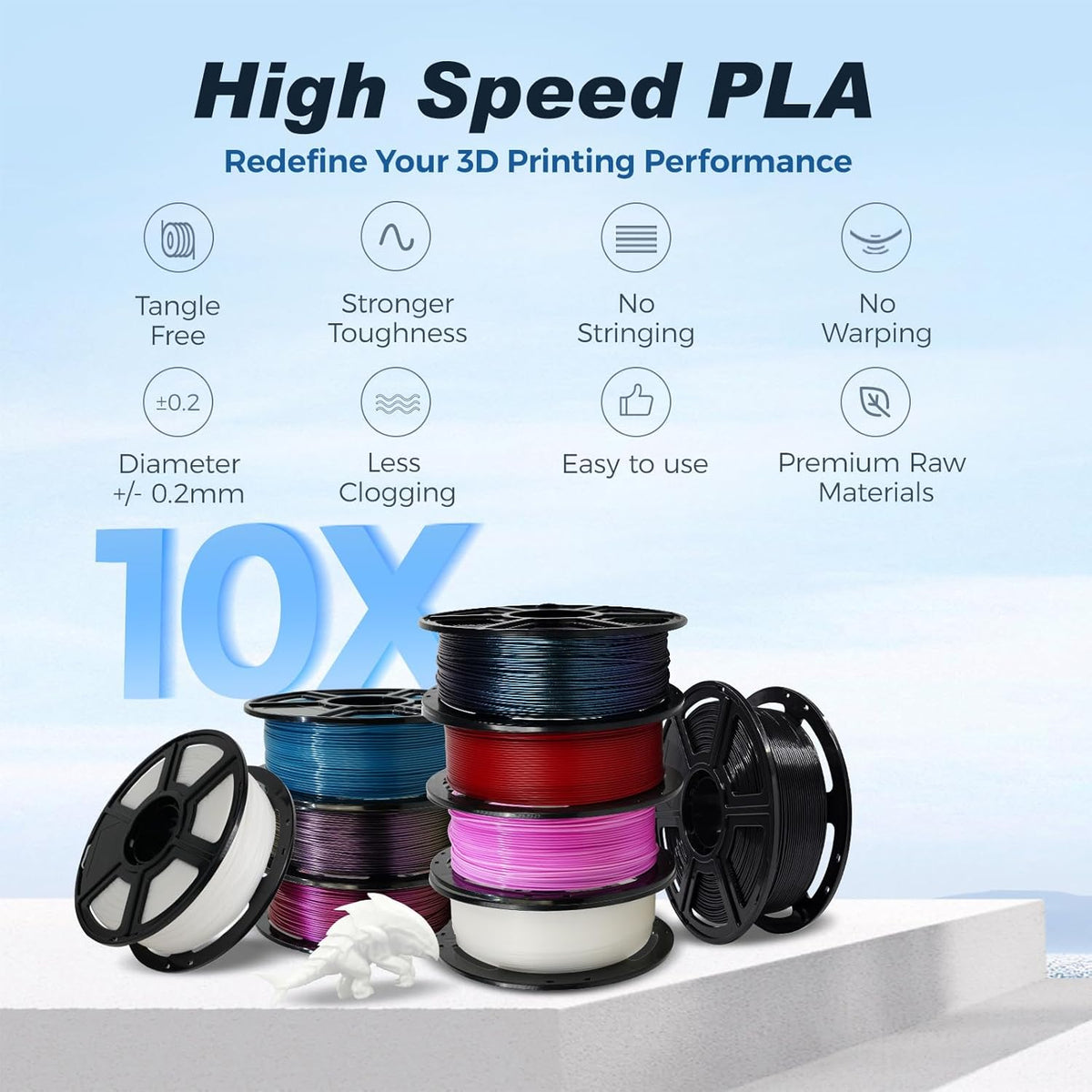 FLASHFORGE Rapid PLA Filament 1.75mm +/- 0.02mm Burnt Titanium, Max 500mm/s H...