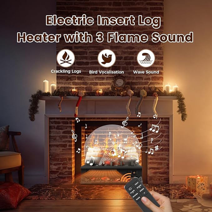 21" Freestanding Electric Fireplace Log Set - Image 2