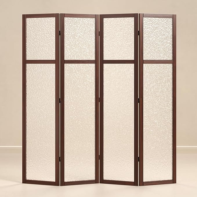 Acrylic Room Divider, 4-Panel Freestanding Partition Screen, Frosted - Image 9