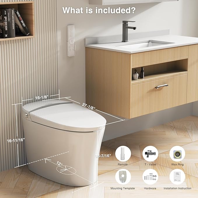 Smart Toilet with Heated Seat & Auto Flush, 1.1/1.6 GPF One Piece Tankless - Image 2