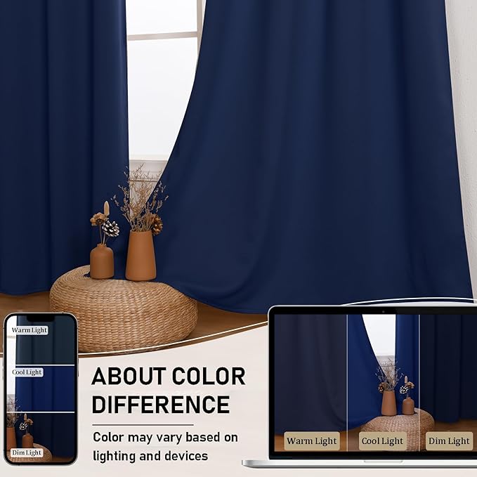 JIUZHEN Navy Blue Blackout Curtains - Image 7