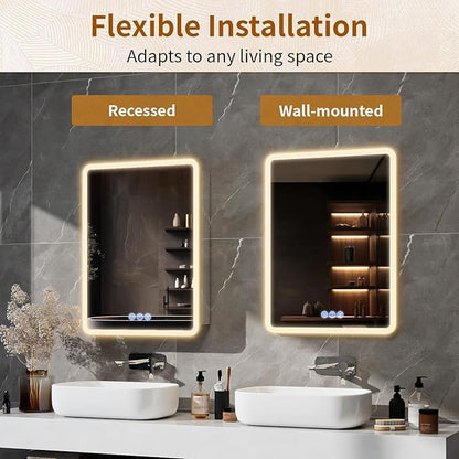 BEAUTYPEAK 24 x 32 LED Bathroom Medicine Cabinet Mirror, Adjustable Shelves - Image 7