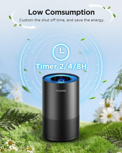 mooka h13 hepa air purifier for home pet, front angle view