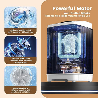 BANGSON 1.08cu.ft Portable Washing Machine, Full-Automatic Washing Machine - Image 3