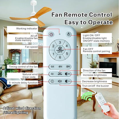 36 Inch Ceiling Fan with Light and Remote Control, 6 Speeds Reversible DC Motor - Image 3