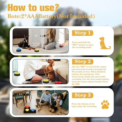 Dog Buttons for Communication Starter Pack 3 Dog Talking Button Set, 30s Voice - Image 6