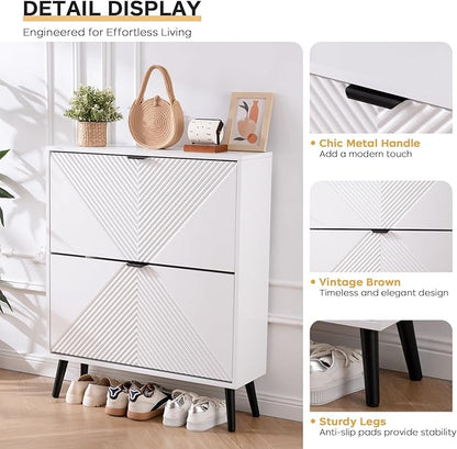 Shoe Cabinet Storage, Farmhouse Freestanding Organizer - Image 6