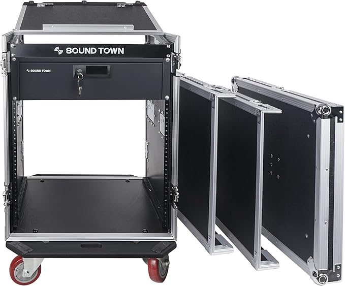 Sound Town Heavy-Duty 1/2" Plywood 14U PA DJ Pro Audio Rack/Road ATA Case - Image 3