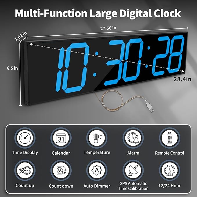 CHKOSDA 28.4''Large Digital Wall Clock, Automic Digital Clock - Image 3